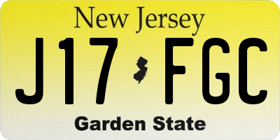 NJ license plate J17FGC