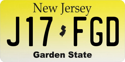 NJ license plate J17FGD