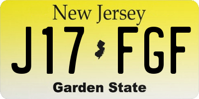 NJ license plate J17FGF
