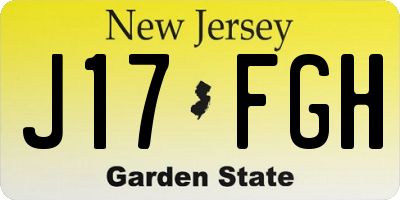 NJ license plate J17FGH