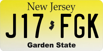 NJ license plate J17FGK