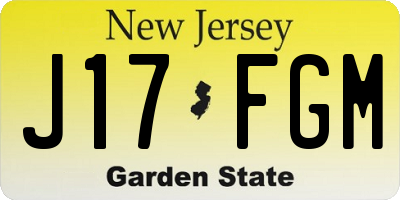 NJ license plate J17FGM