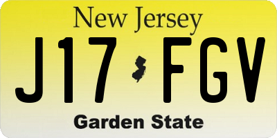 NJ license plate J17FGV