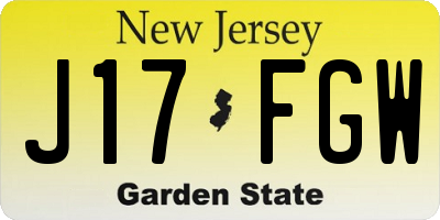 NJ license plate J17FGW