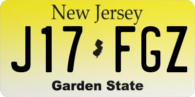 NJ license plate J17FGZ