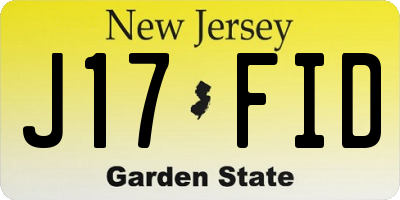 NJ license plate J17FID