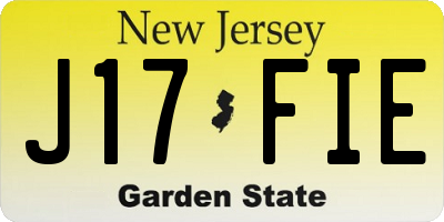 NJ license plate J17FIE