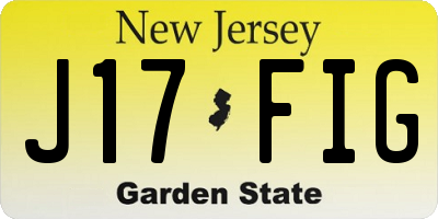 NJ license plate J17FIG