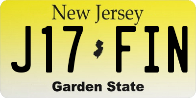 NJ license plate J17FIN