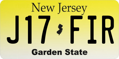 NJ license plate J17FIR