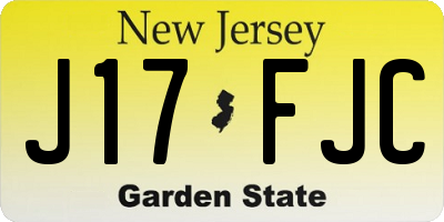 NJ license plate J17FJC
