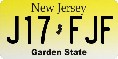 NJ license plate J17FJF
