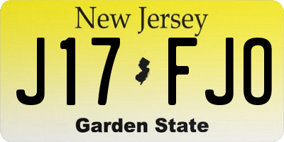 NJ license plate J17FJO
