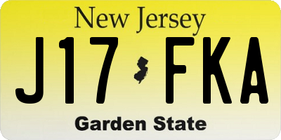 NJ license plate J17FKA