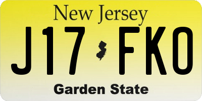 NJ license plate J17FKO