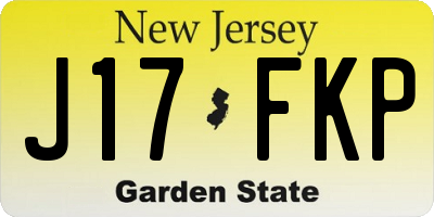 NJ license plate J17FKP