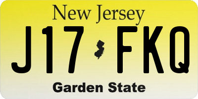 NJ license plate J17FKQ