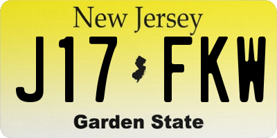 NJ license plate J17FKW