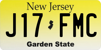 NJ license plate J17FMC