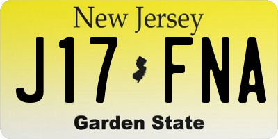 NJ license plate J17FNA
