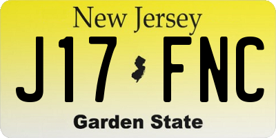 NJ license plate J17FNC