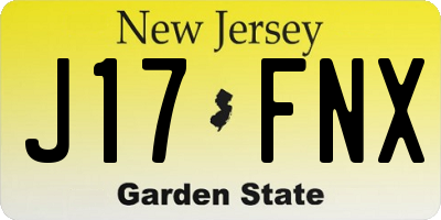 NJ license plate J17FNX