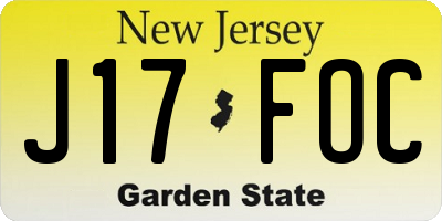 NJ license plate J17FOC