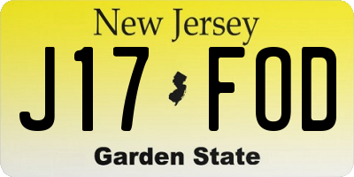 NJ license plate J17FOD