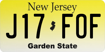 NJ license plate J17FOF