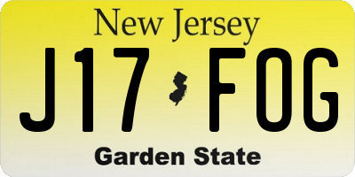 NJ license plate J17FOG