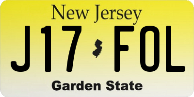 NJ license plate J17FOL