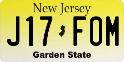 NJ license plate J17FOM