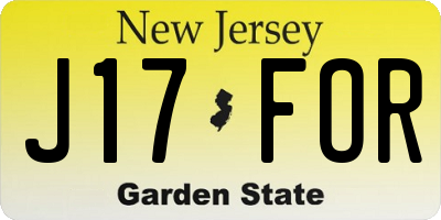 NJ license plate J17FOR