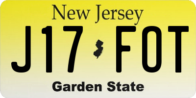 NJ license plate J17FOT
