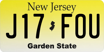 NJ license plate J17FOU
