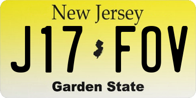 NJ license plate J17FOV