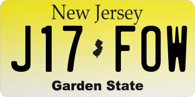 NJ license plate J17FOW