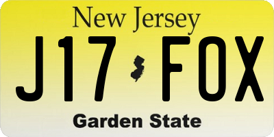 NJ license plate J17FOX