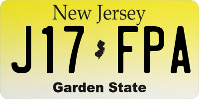 NJ license plate J17FPA