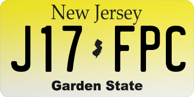 NJ license plate J17FPC