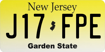 NJ license plate J17FPE