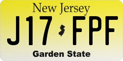 NJ license plate J17FPF