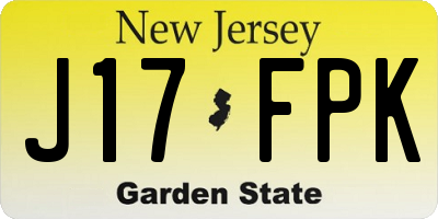 NJ license plate J17FPK