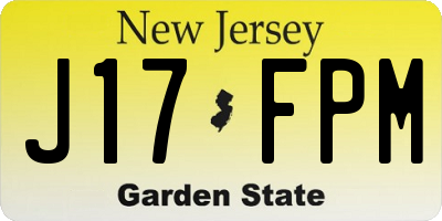 NJ license plate J17FPM