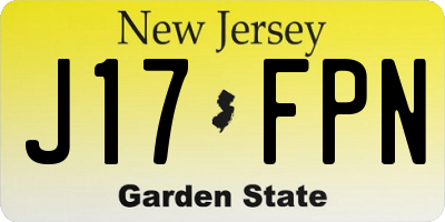 NJ license plate J17FPN