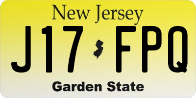 NJ license plate J17FPQ