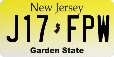 NJ license plate J17FPW