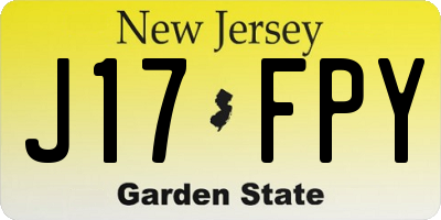 NJ license plate J17FPY