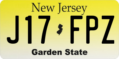 NJ license plate J17FPZ
