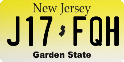 NJ license plate J17FQH